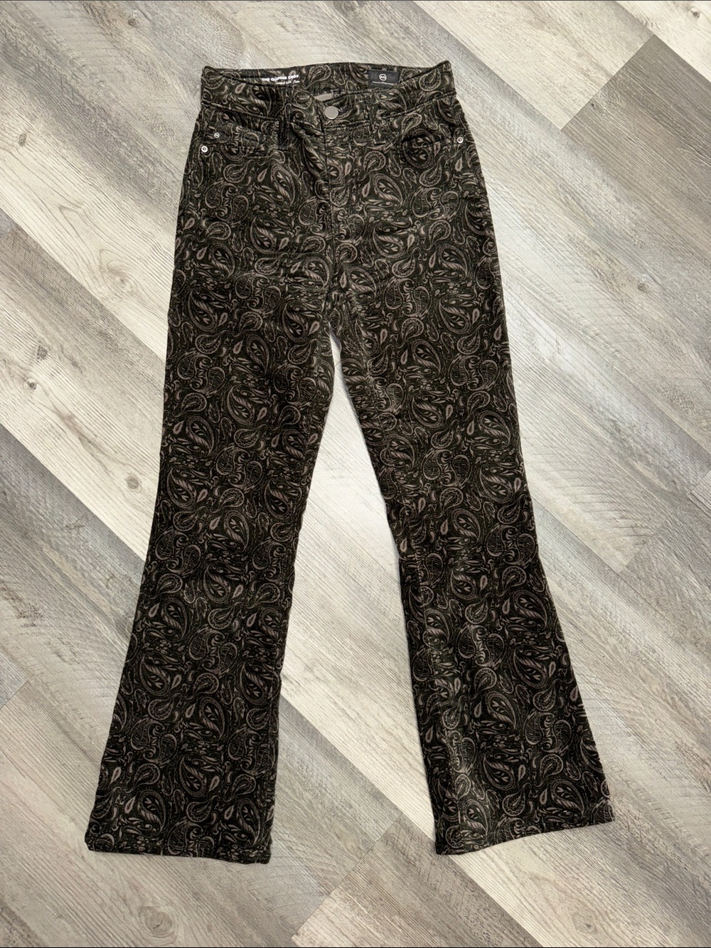 AG Adriano Goldschmied - High Rise Cropped kick flare corduroy jean denim pants